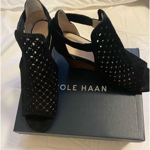 Cole Shawn Black Suede Edie Wedge Bootie 8.5B Worn once